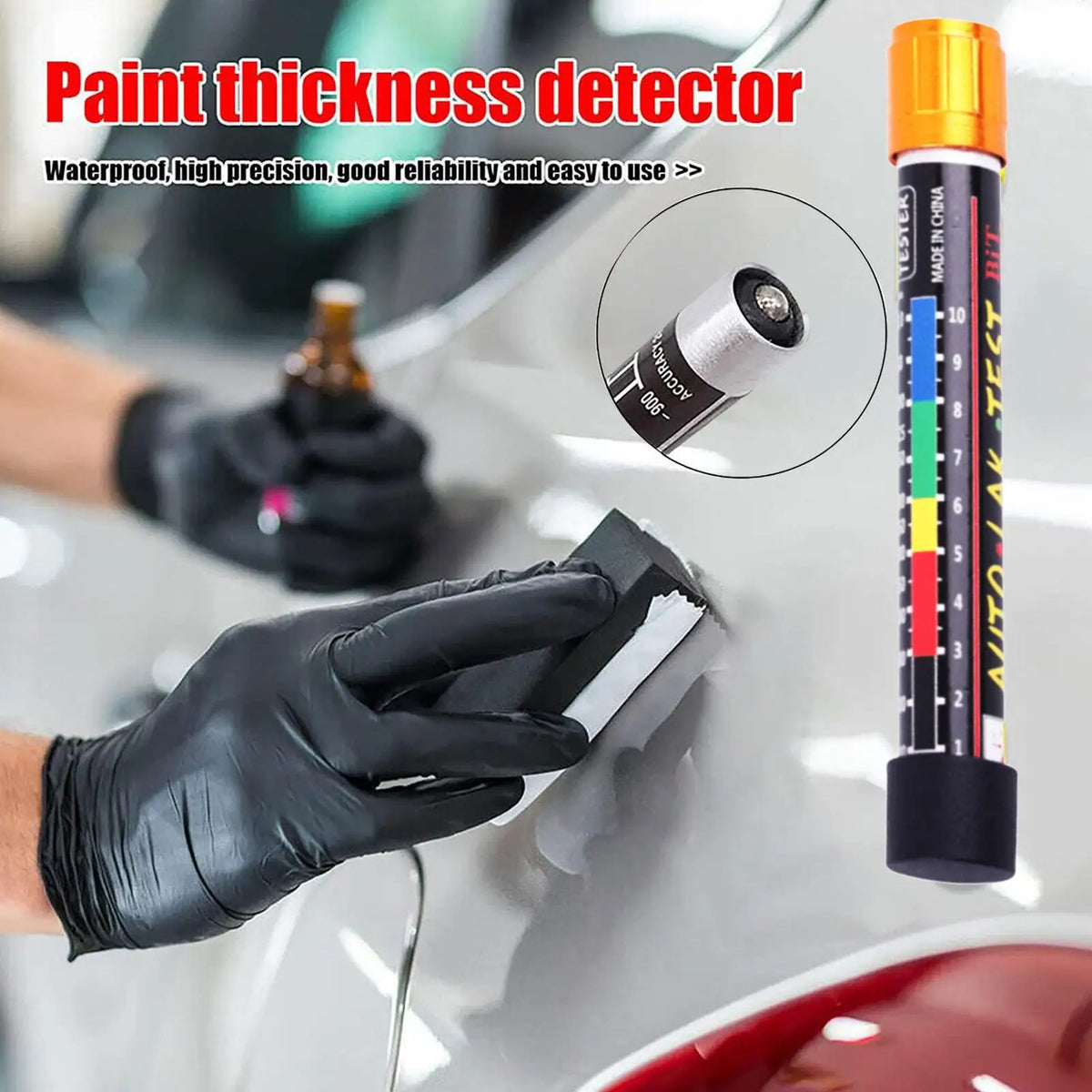 Tester grubości lakieru samochodowego Miernik lakieru Auto lakier samochodowy Crash Check Test Tester lakieru z magnetycznym szpicą Skala