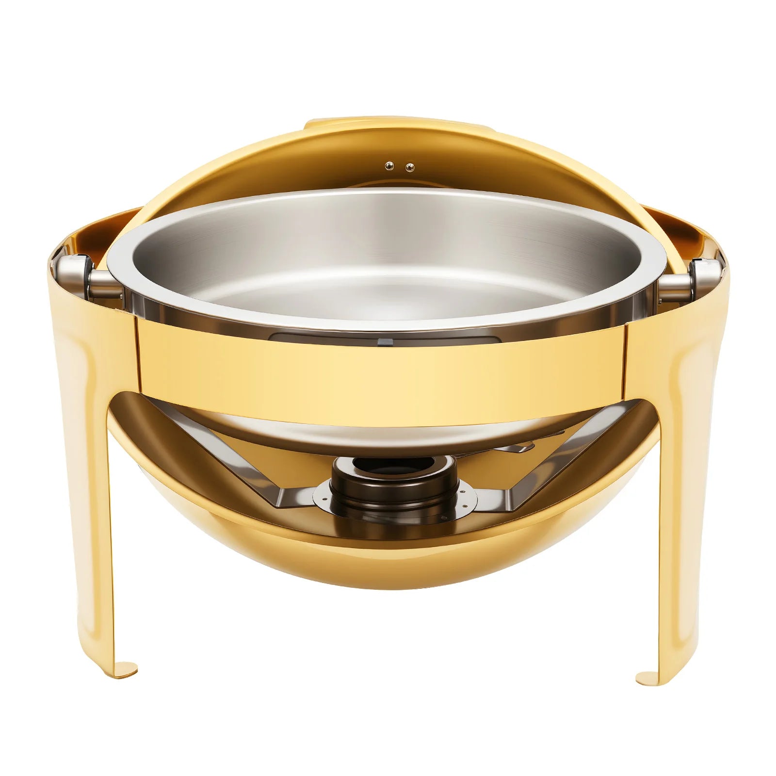 Gold Round Roll Top Chafing Dish 6L Stainless Steel Buffet Warmer with Visual Lid