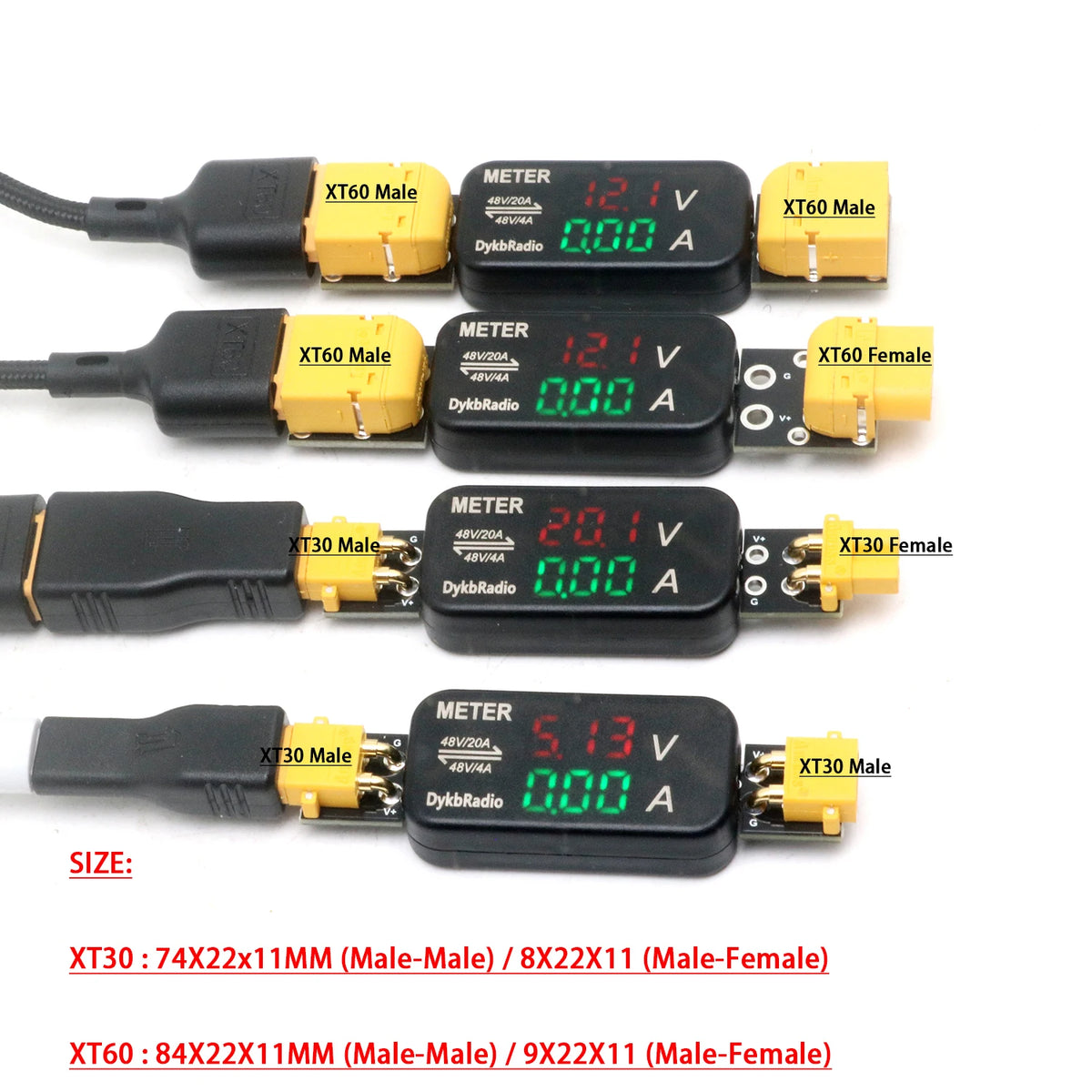 XT30/XT60 Bidirectional Voltage and Current Meter