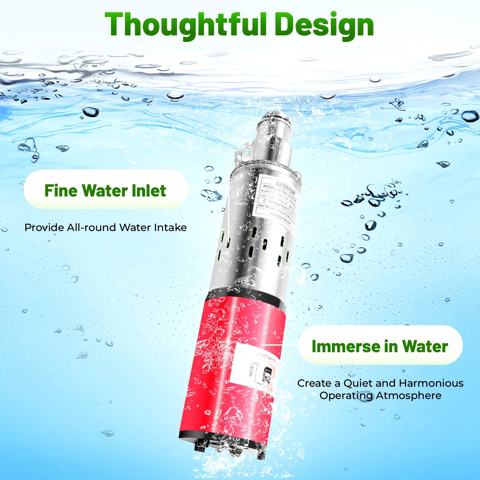 12V 180W Submersible Deep Well Pump for Irrigation 396GPH