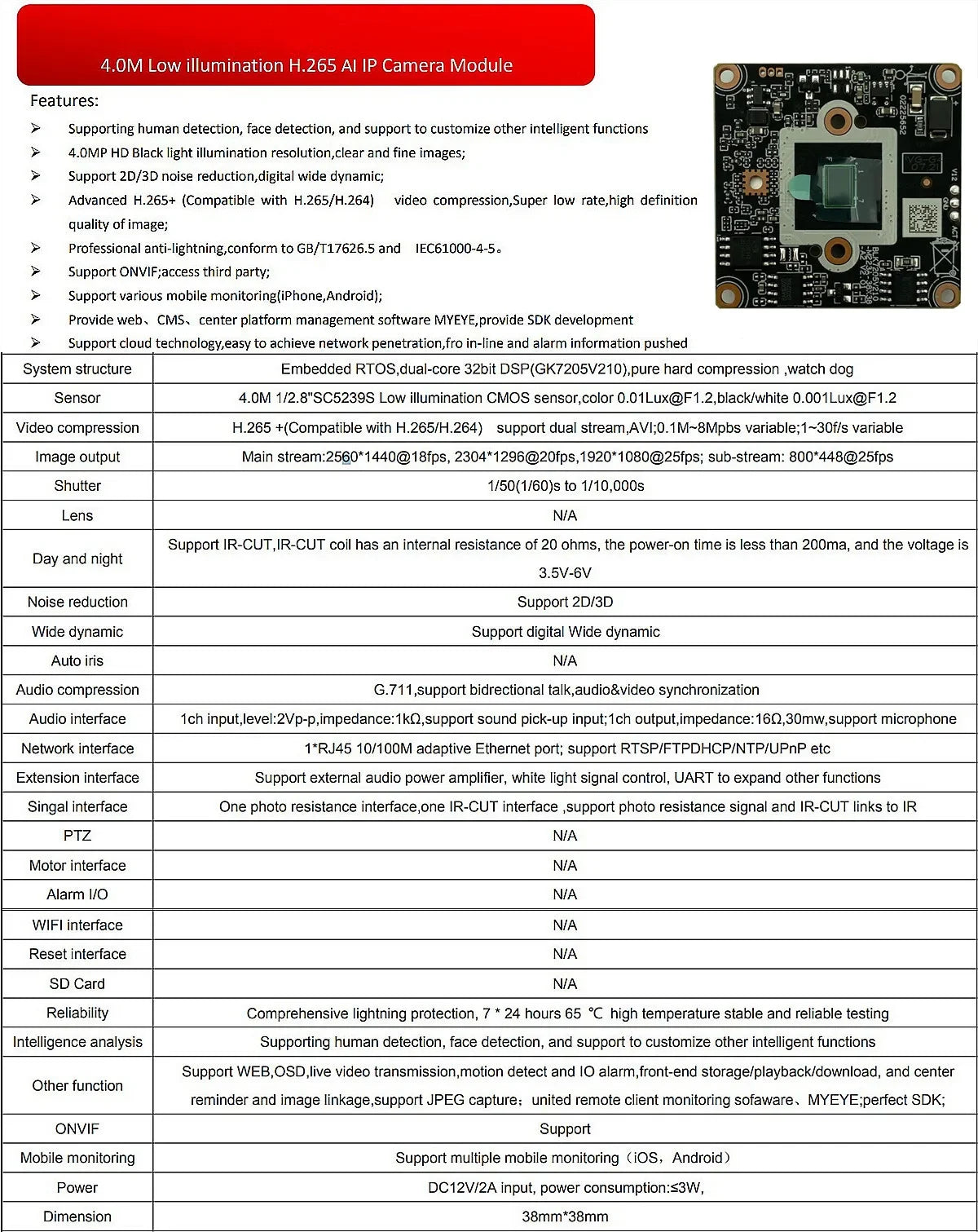 DIY POE IP Camera Module Board with High-Resolution Imaging