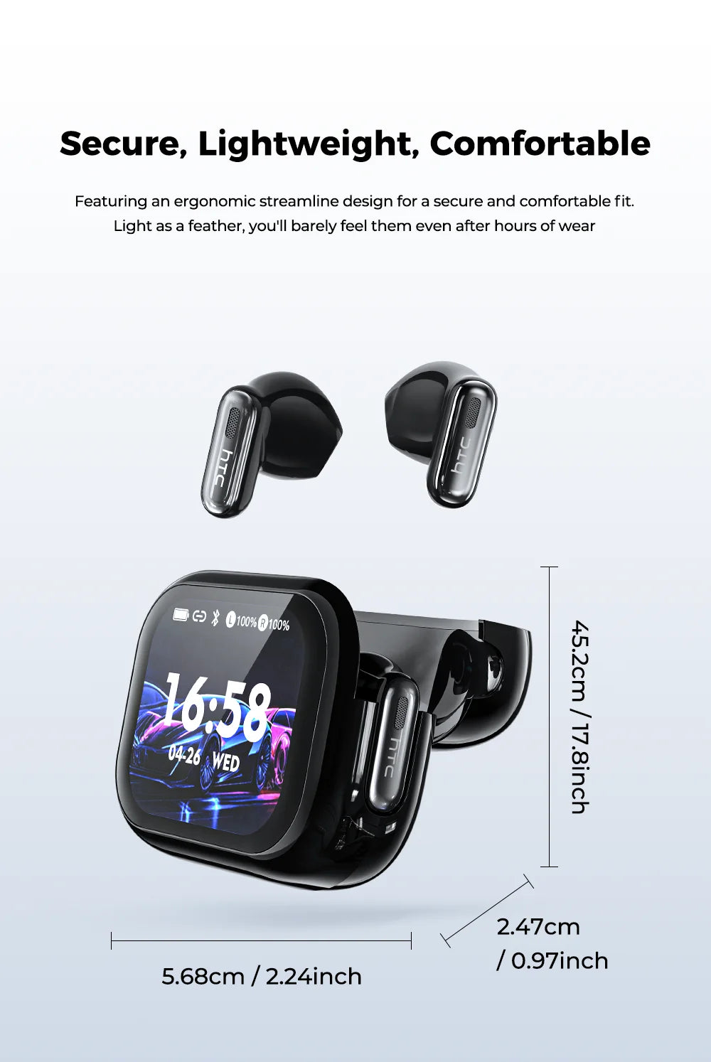 Smart AI Translator HTC NE68 Wireless Bluetooth Earphones With Mic Clear Sound Earbuds Low latency Translation 40Hrs Playback