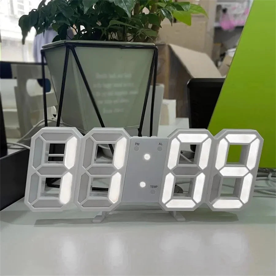3D LED Digital Clock Wall Decoration Glow Night Mode Decoration for Bedroom Adjustable Electronic Watch Room Decor Aesthetics 