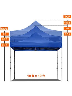 SucceBuy Tenda de Palco Pop Up 10x10 Alpendre ao Ar Livre com Paredes Laterais Removíveis e Bolsa com Rodas Abrigo Portátil Instantâneo para Festa/Acampamento