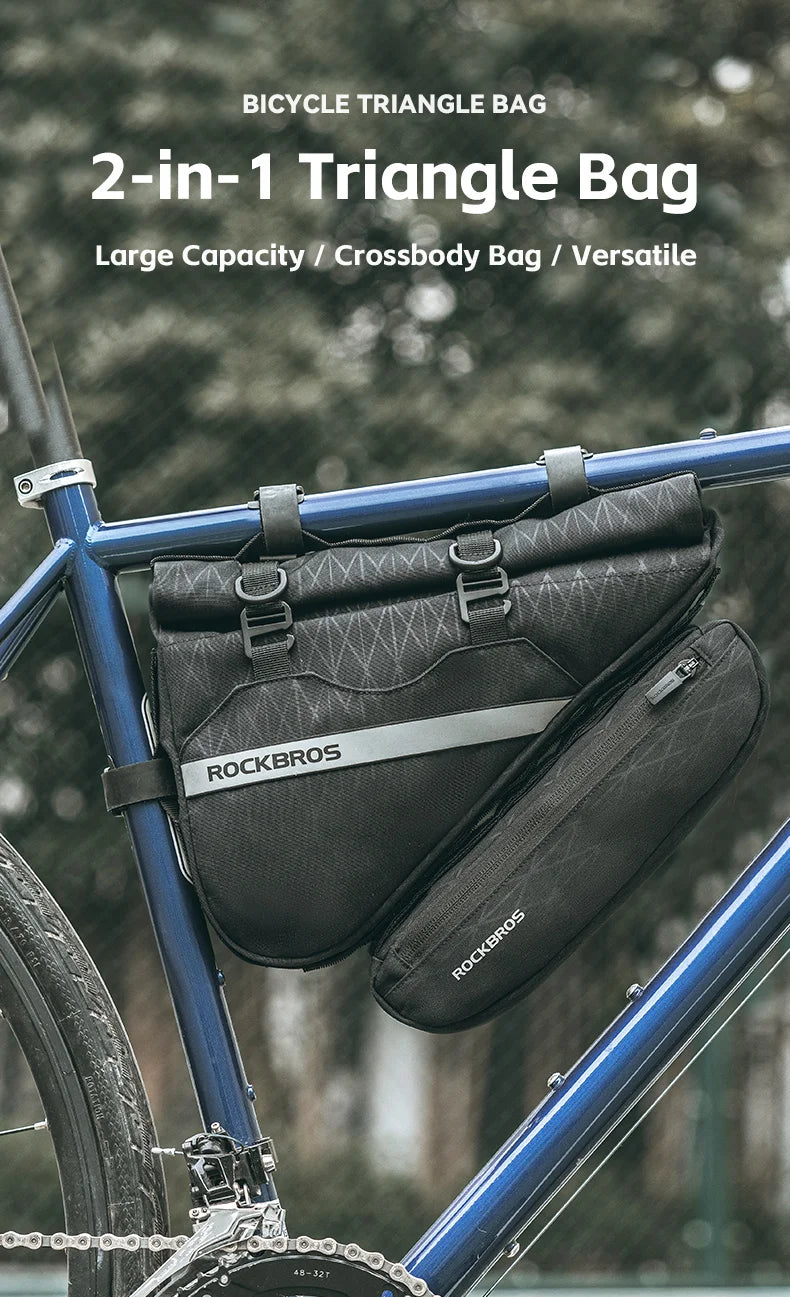 Waterproof Bicycle Triangle Bag 2-in-1 Detachable Bike Storage Pack