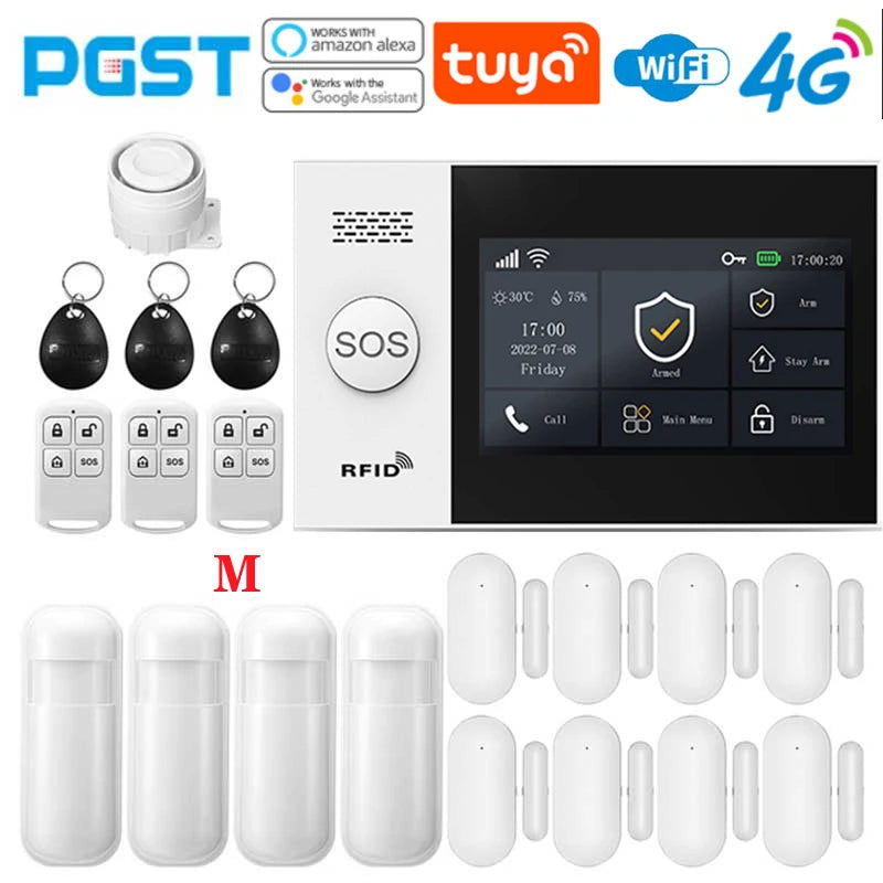 4.3-Inch Smart Home Alarm System with Touch Screen, WiFi, 4G, and Infrared Sensor