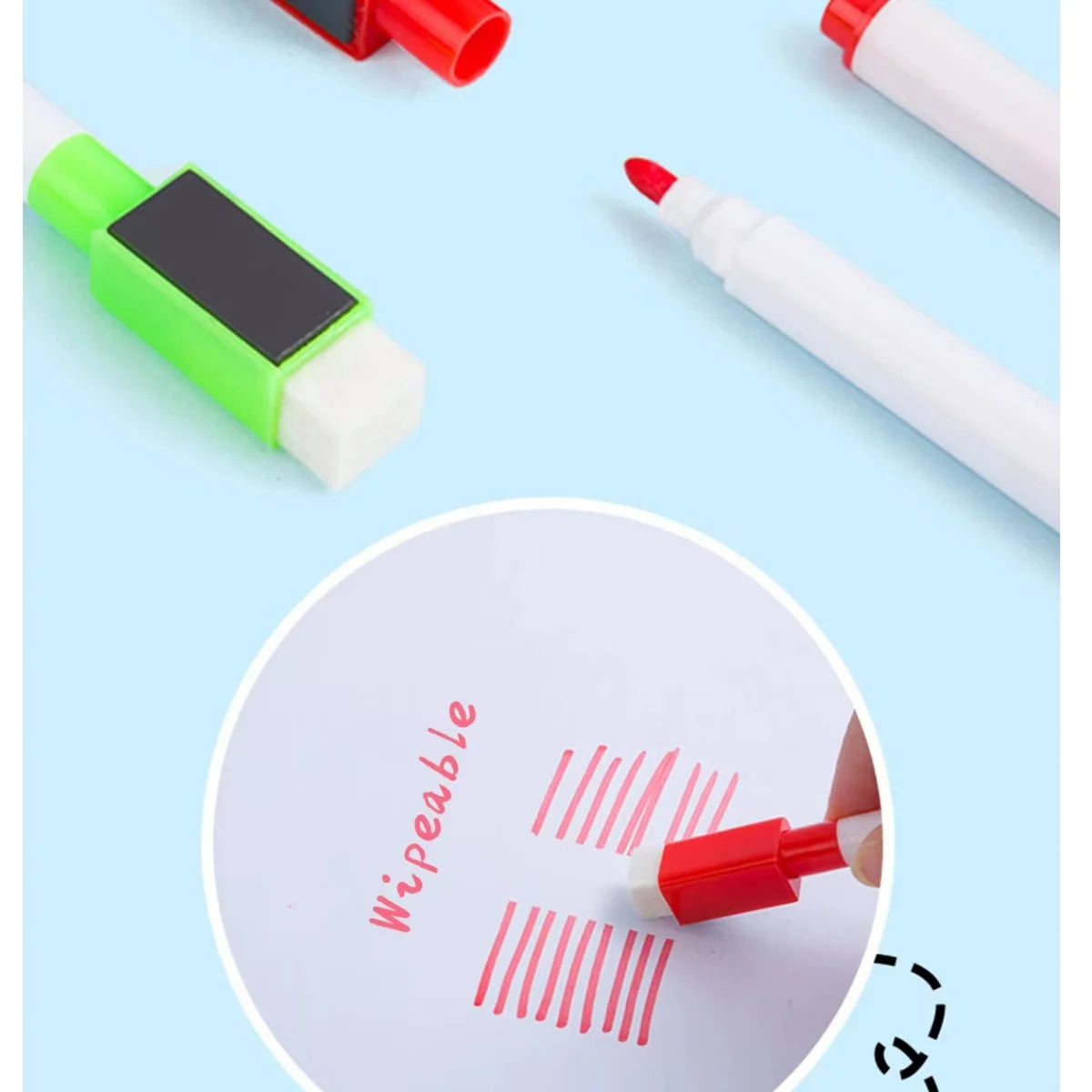 8pcs/Set Bullet Tip 11.3*1cm Small Size No Magntic Whiteboard Dry Erase Markers, 8 Color *1pcs Magnet Pen 