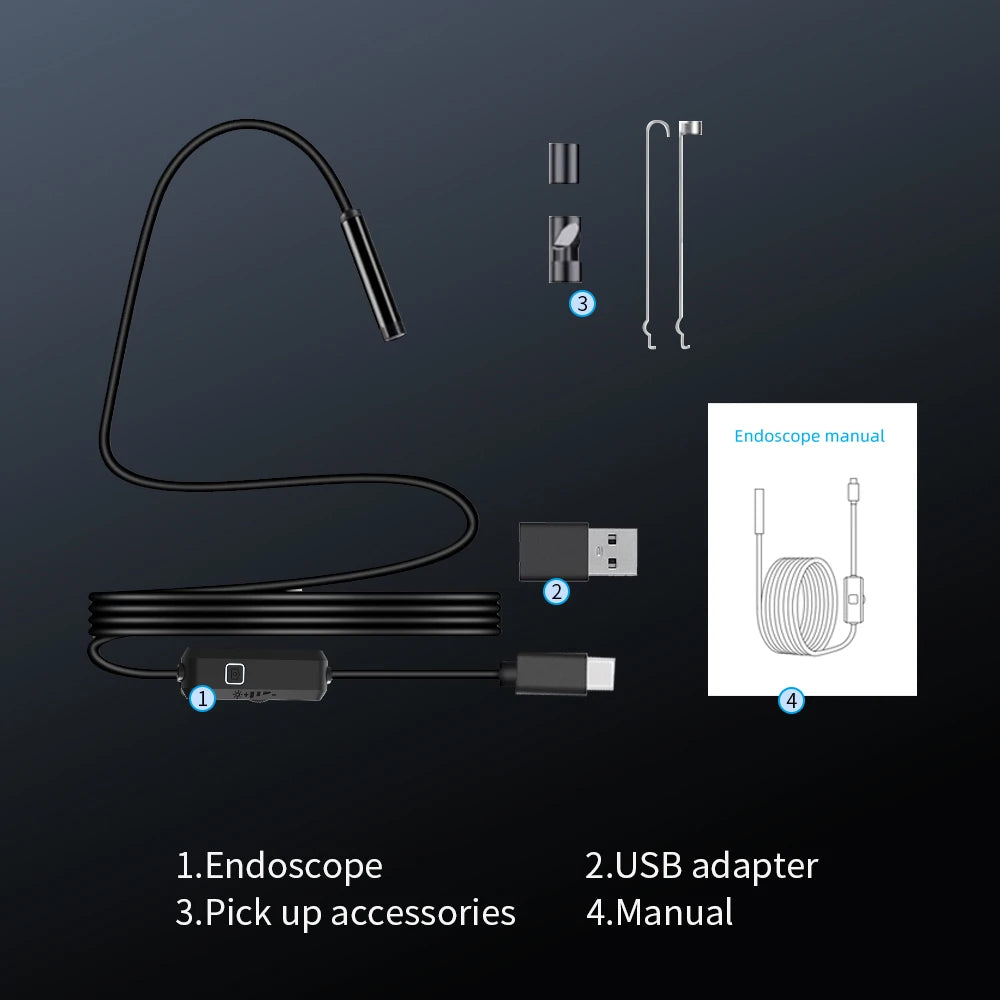 Caméra endoscope Android Type-C 7MM étanche IP67 à 6 LED, bore scope miniature avec 6 DEL