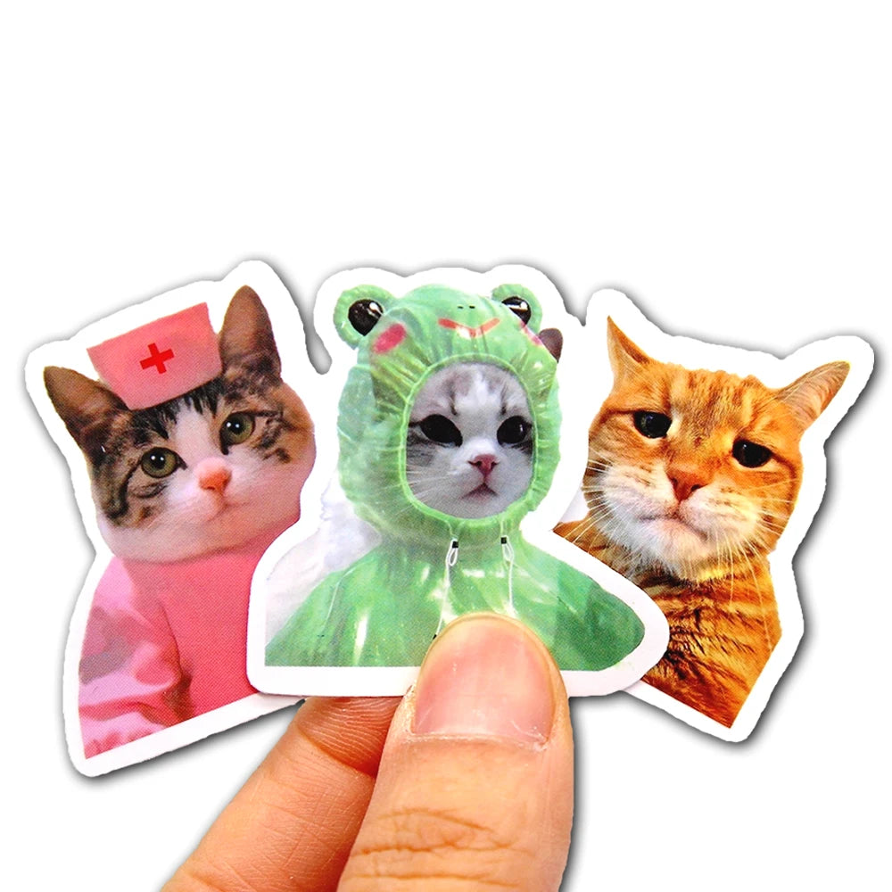 10/50/100pcs Funny Cat Stickers Cartoon Cute Decals Toy Stationery Guitar Phone Bicycle Laptop Luggage Car Graffiti Kids Sticker 