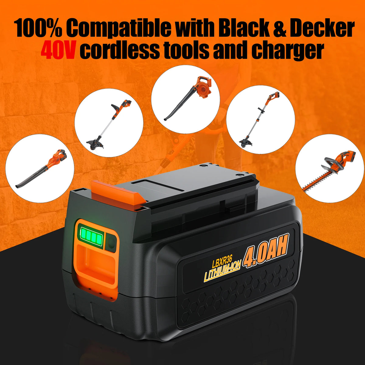 Batteria di ricambio da 4 Ah per Black+Decker LBXR36