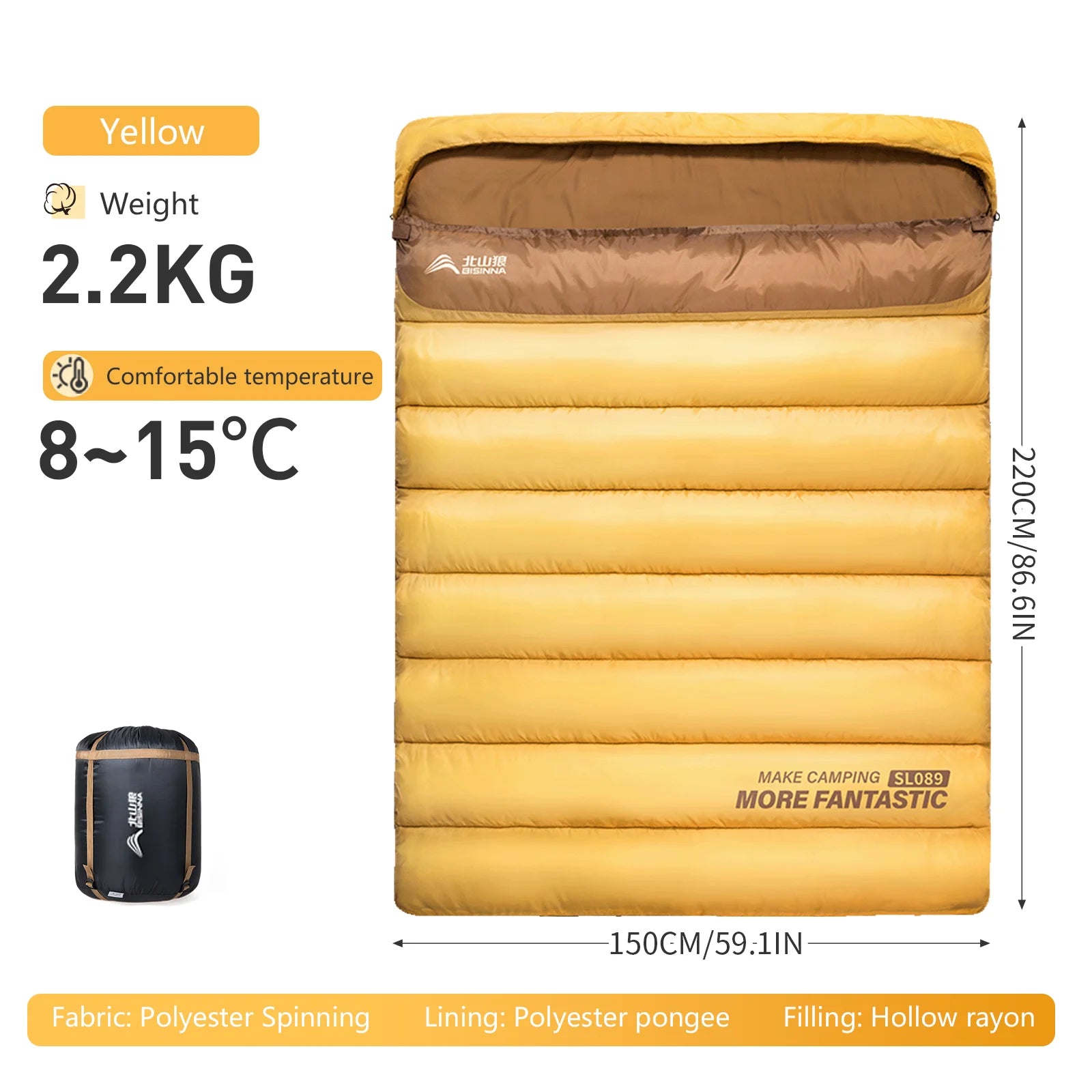 2 Person Sleeping Bag for Camping and Travel