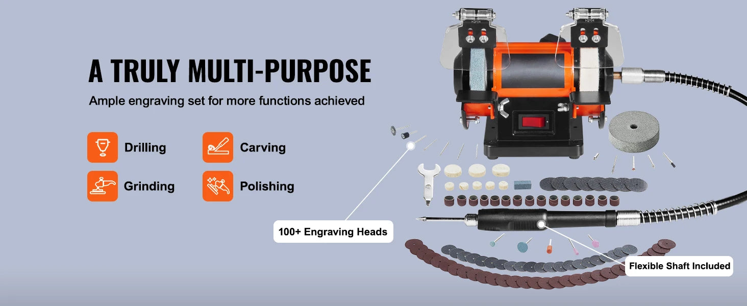 Mini stolní leštička s nastavitelnou rychlostí pro šperky a drahokamy