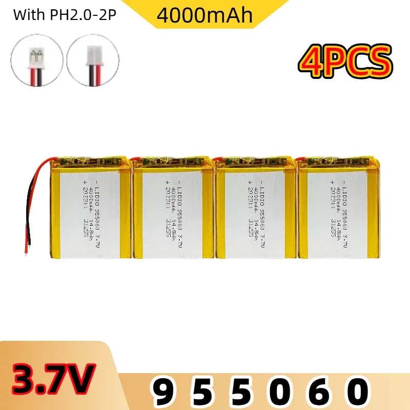 Batterie LiPo rechargeable 955060 3,7 V, PH à 2 broches
