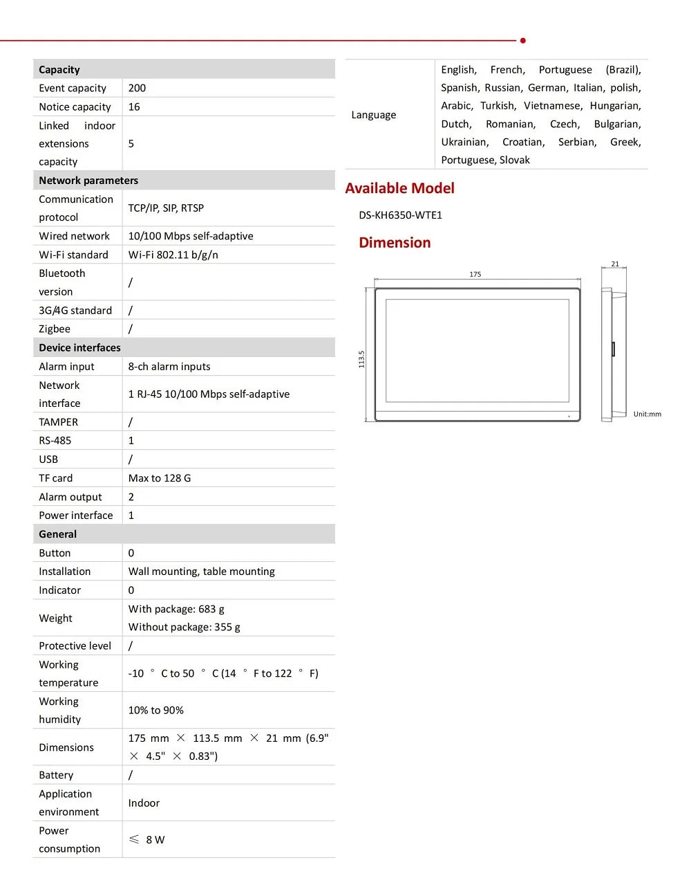 HIKVISION Original Multi-language POE Video intercom KIT,include DS-KV8113-WME1(C) & DS-KH6350-WTE1 & PoE Switch Spy-shop.com