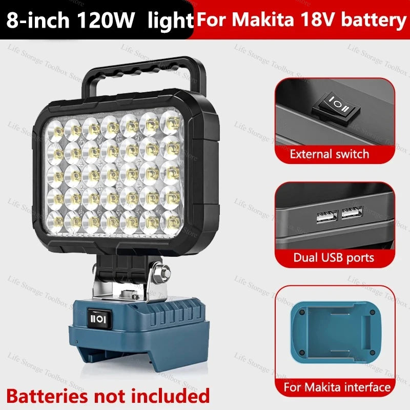 Cordless LED Work Light with USB Port, 3- to 8-Inch Options