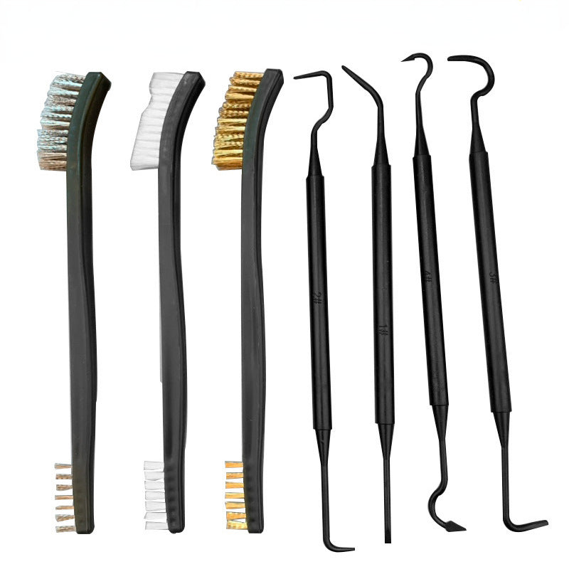 ALLSOME Double-end Steel Wire Brush & Nylon Pick Set Universal Hunting Gun Cleaning Kit Tactical Rifle Gun Cleaning Tool 