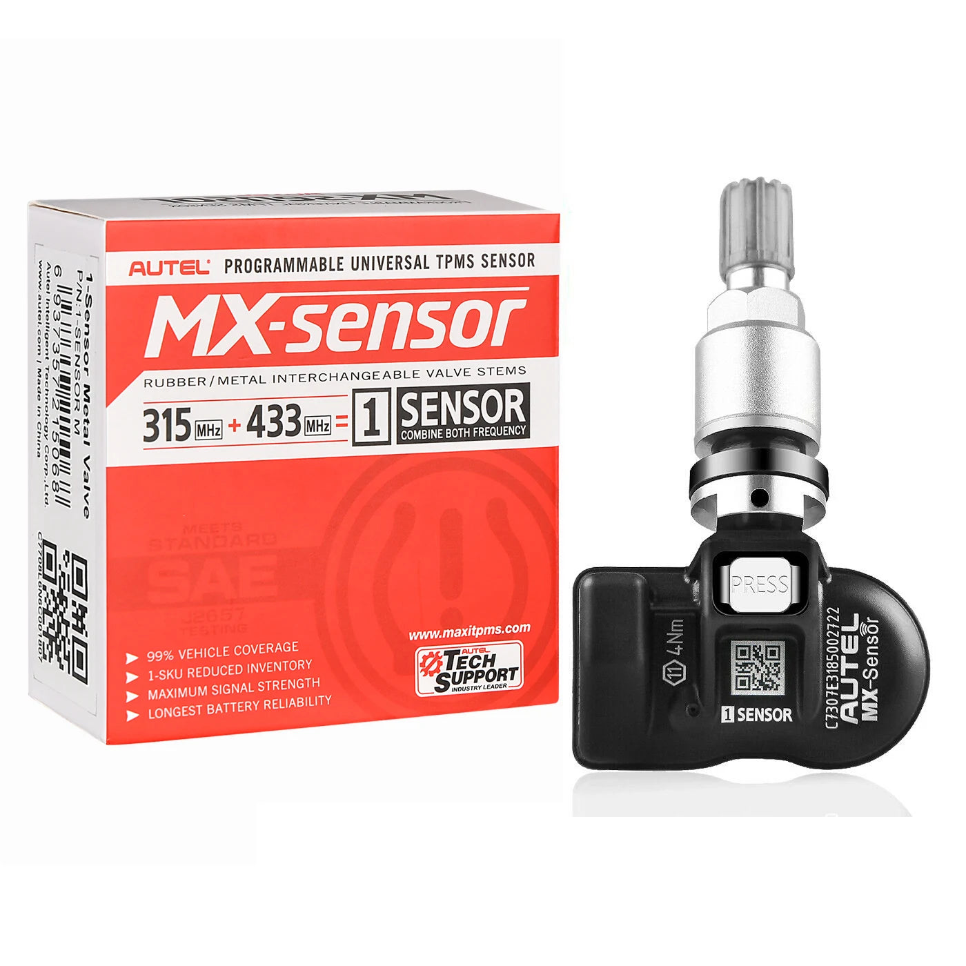 Autel MX TPMS-sensor 2-i-1 315MHz & 433MHz klonbar