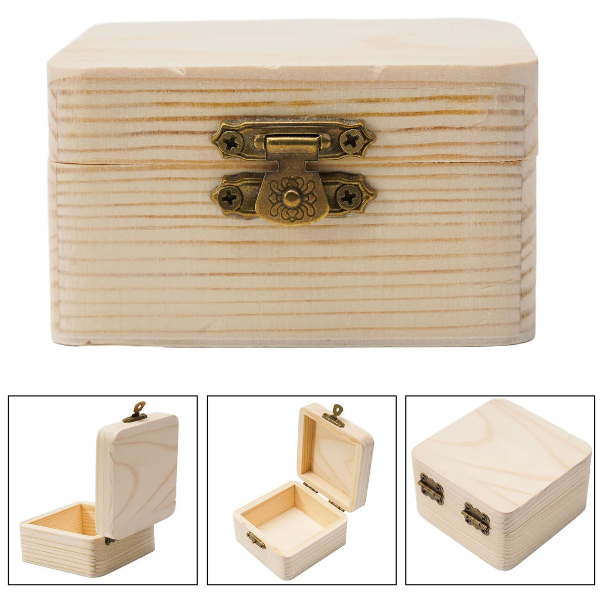 Plain Wooden Gift & Keepsake Box, 8 × 8 × 4.5 cm