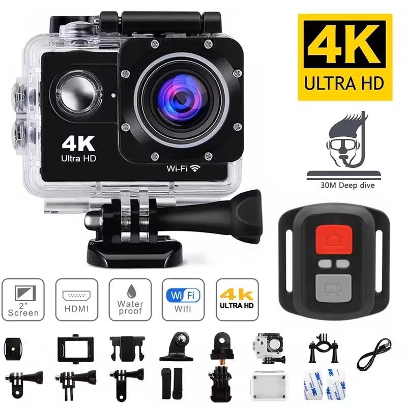 4K Action Camera 1080P/30FPS WiFi 2.0" 170D Underwater Waterproof Helmet Video Recording Camera Sports Cameras Outdoor Mini Cam 