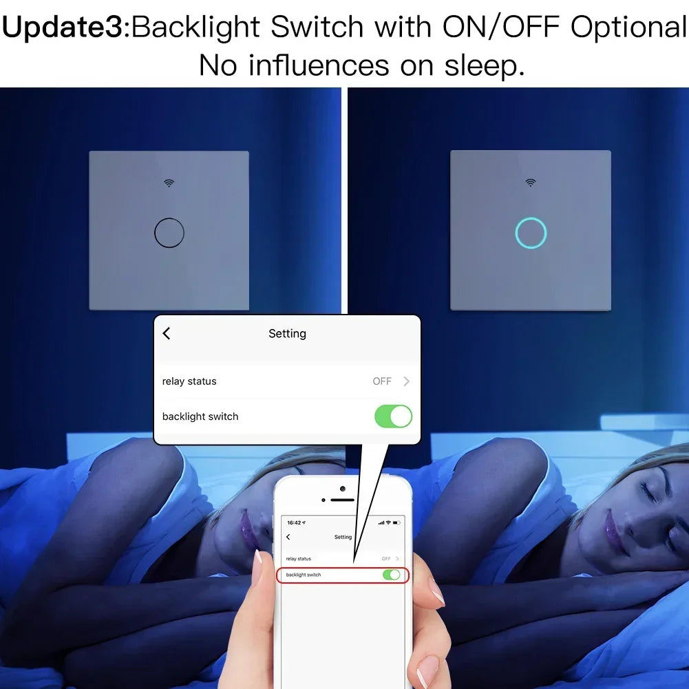 NEW Upgraded WiFi Smart RF433 Touch Switch 2/3 Way Smart Life/Tuya App Control,Alexa Google Home Voice Control 1/2/3 Gang