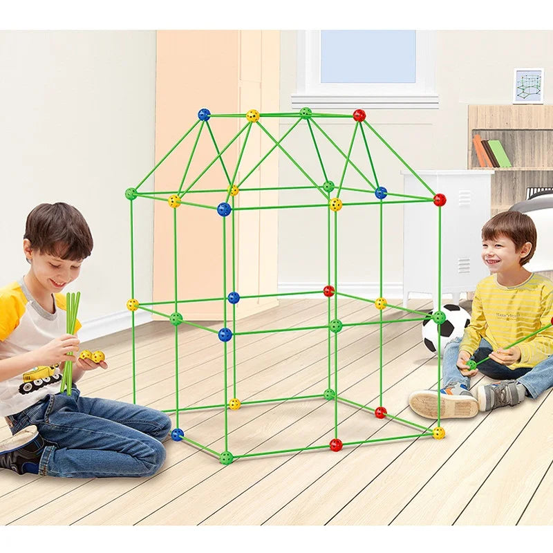 Kids Creative Fort Building Blocks Indoor Tent Brick Kit DIY Educational Building Castle Assembled Toys Ball Games Toy Gift 