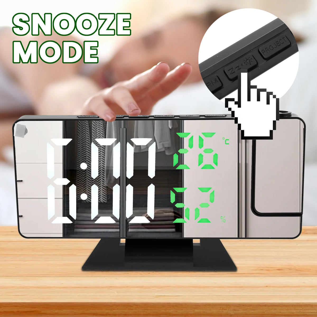 Projection Alarm Clock with Mirror Display