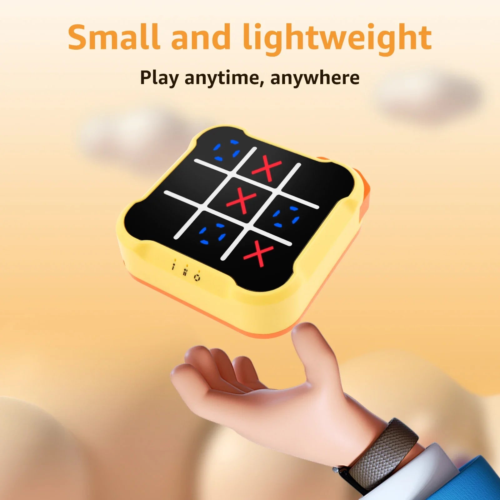 Elektroniskt handhållet Tic-Tac-Toe-spel med 3 inbyggda pussellägen