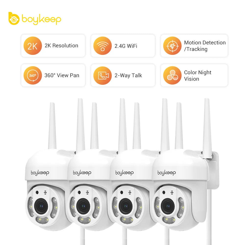 BoyKeep 3MP 2.4GHz WiFi Outdoor Home Security IP Smart Monitor Video Surveillance Camera Full Color Night Vision 