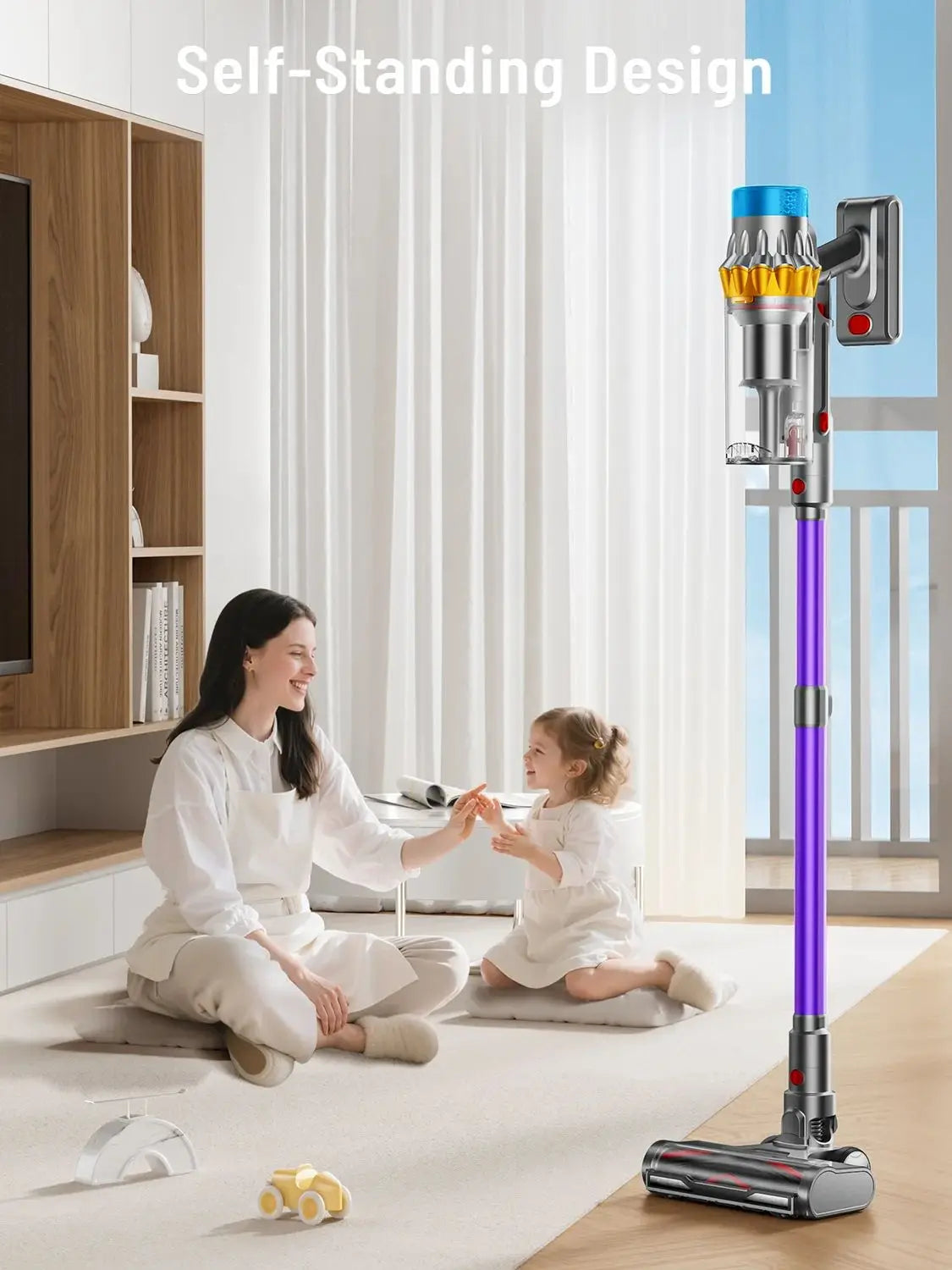 650W Cordless Vacuum Cleaner 65KPA Strong Suction for Pet Hair and Carpet