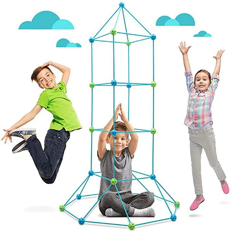 Kids Creative Fort Building Blocks Indoor Tent Brick Kit DIY Educational Building Castle Assembled Toys Ball Games Toy Gift 