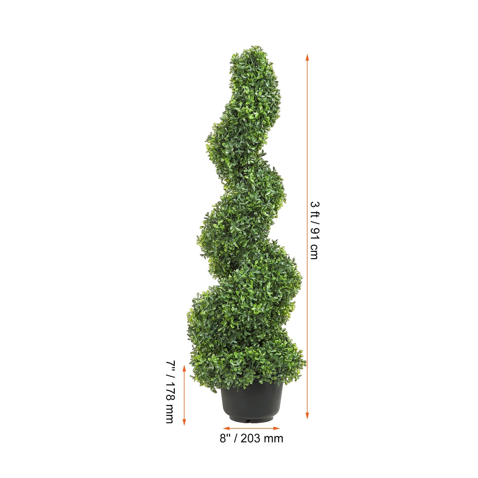 SucceBuy 1/2 peças Topário espiral de Buxus Artificial Boxwood Torre de Topo Alto 24/36/48 polegadas Decorativas Plantas Verdes Árvore de Plástico PE