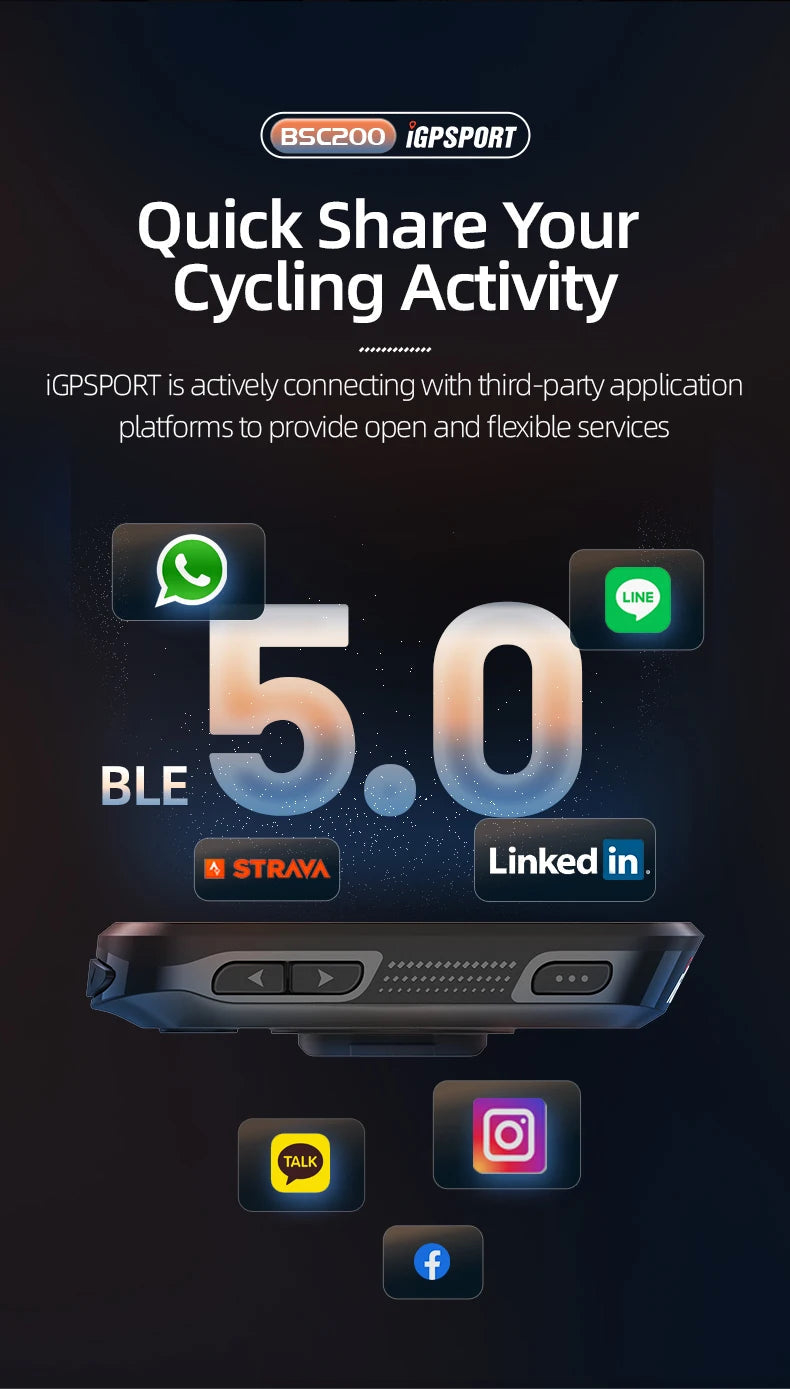 IGPSPORT BSC200 GPS Bicycle Computer Cycling Odometer Wireless Speedometer Route Navigation ANT + Bluetooth5.0 Accessories 