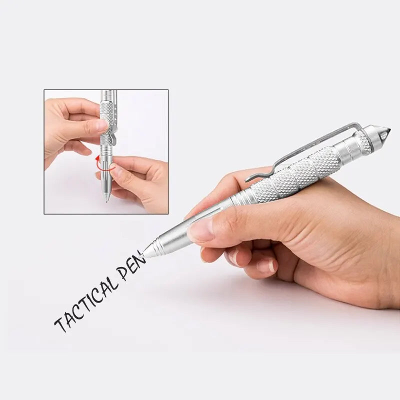 Večfunkcijsko taktično pero Visokokakovostno aluminijasto protizdrsno pero, prenosno samoobrambno pero, jekleno orodje za preživetje, ki lomi steklo