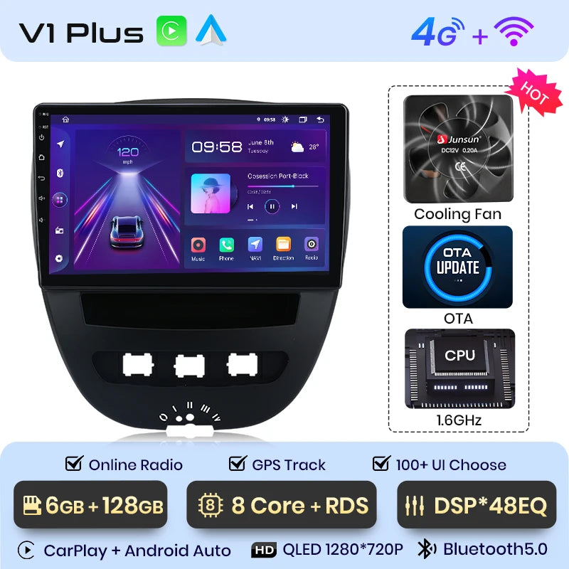 Junsun V1 Plus Car Radio with Wireless CarPlay & Android Auto