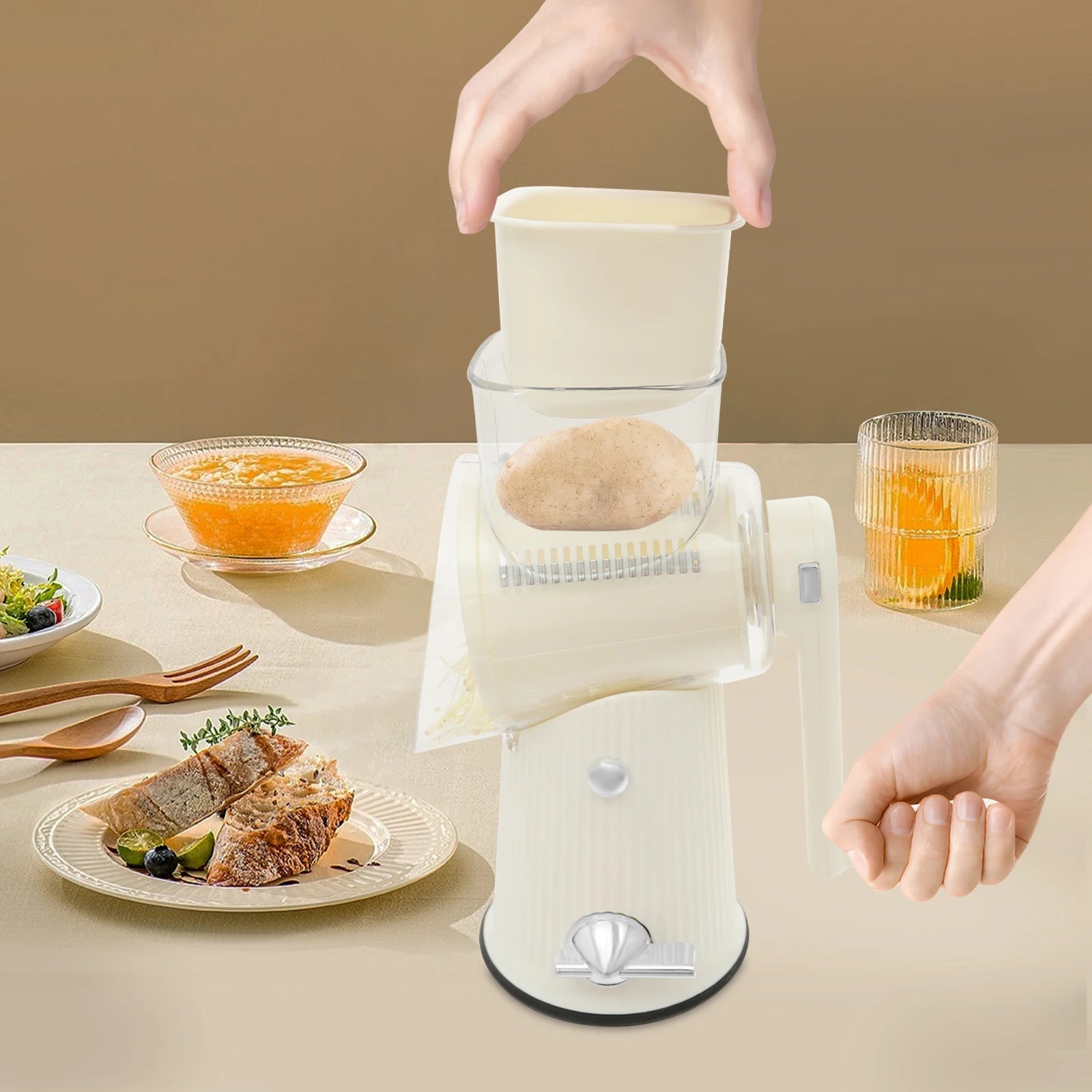 Manual Rotary Cheese and Vegetable Slicer with 5 Blades