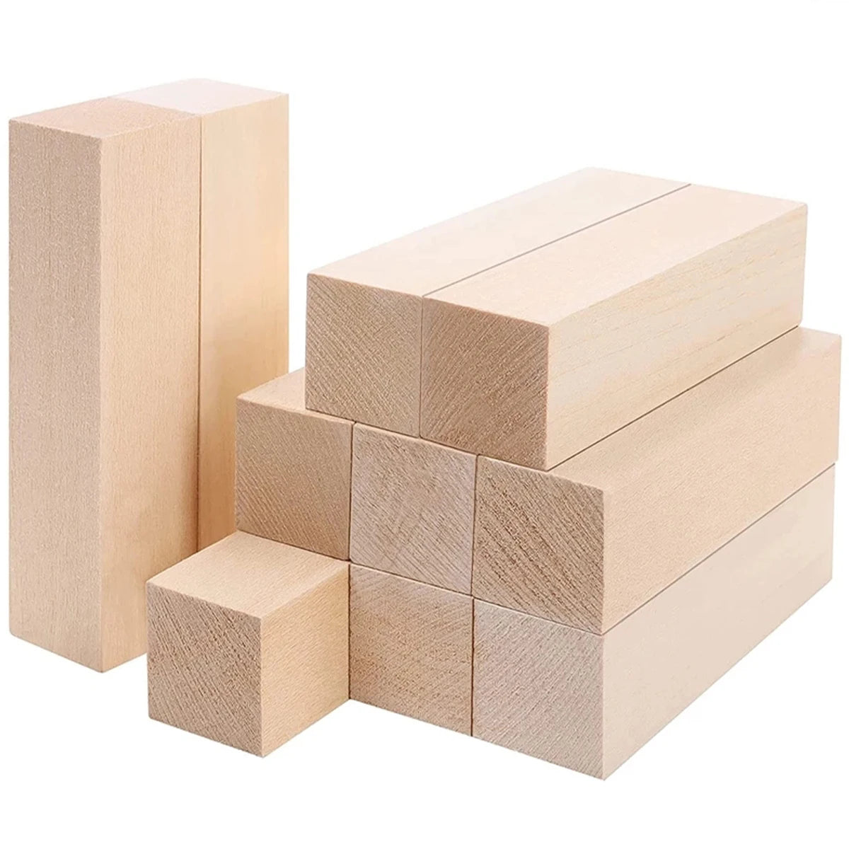 10 Basswood Carving Blocks, 10 × 2.5 × 2.5 cm