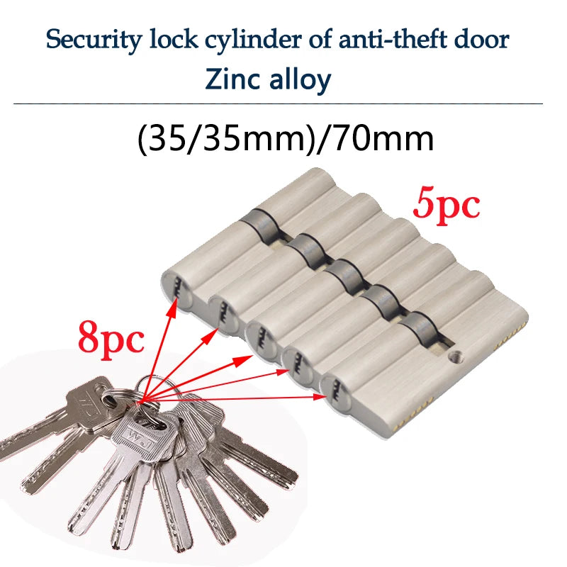 Cilindros de fechadura de porta com chave - Opções de 60/70/80 mm