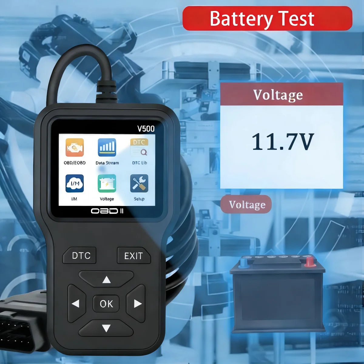 Último escáner OBD2 de diagnóstico de 2026: lector completo de códigos del motor con flujo de datos, preparación de entrada/gestión y prueba de voltaje