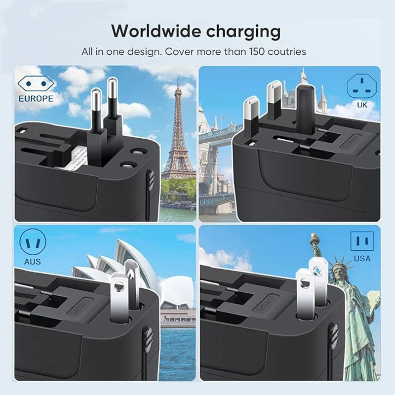 Universeller Reiseadapter mit USB und USB-C
