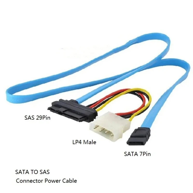 SAS-til-SATA-adapterkabel med 4-benet strømstik
