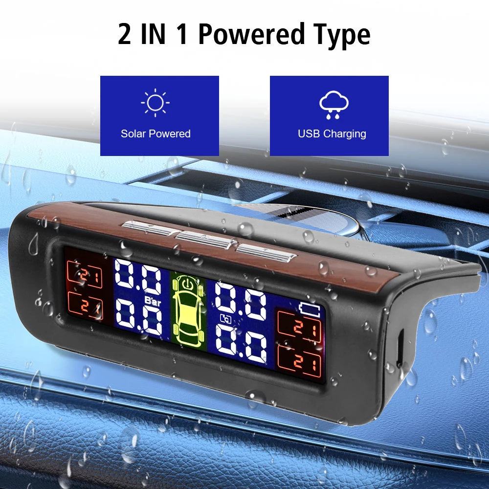 Solar TPMS Tire Pressure Monitoring System with External Sensors