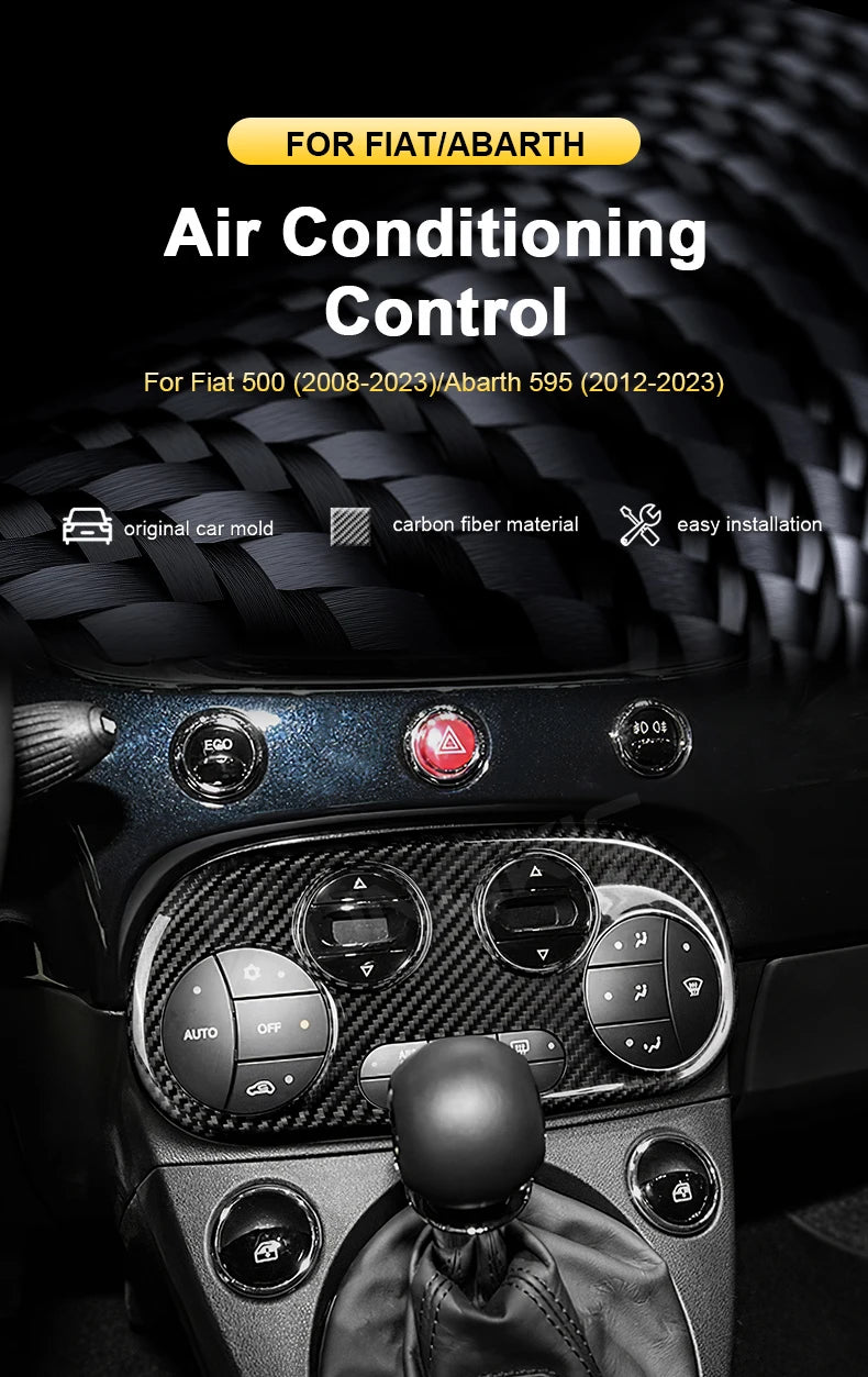 Real Carbon Fiber AC Climate Trim for Fiat 500 and Abarth 595