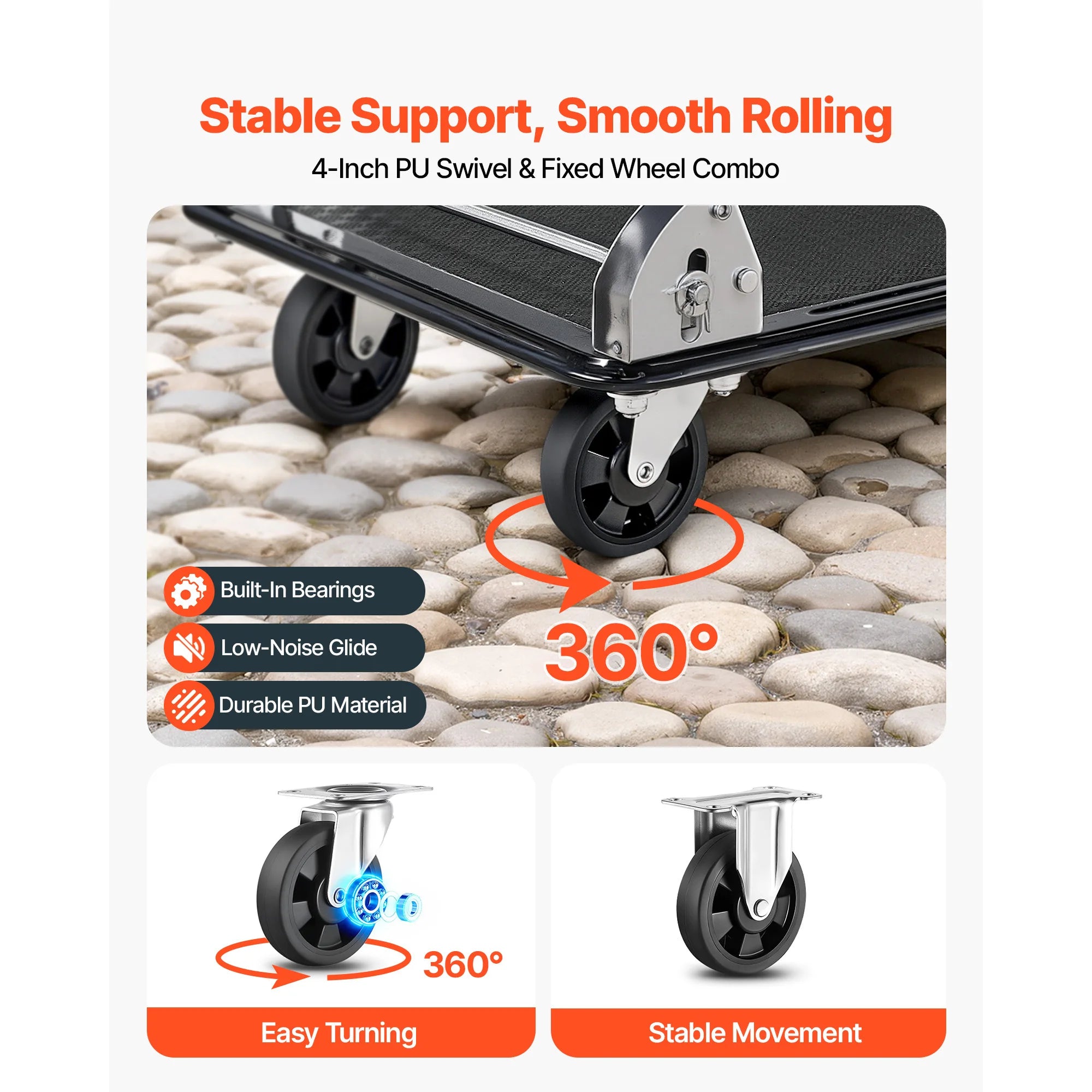 SucceBuy 700 lbs 2 Tier Foldable Heavy Push Cart Dolly Platform Hand Truck with Wheels Moving Flatbed Cart for Warehouse Garage