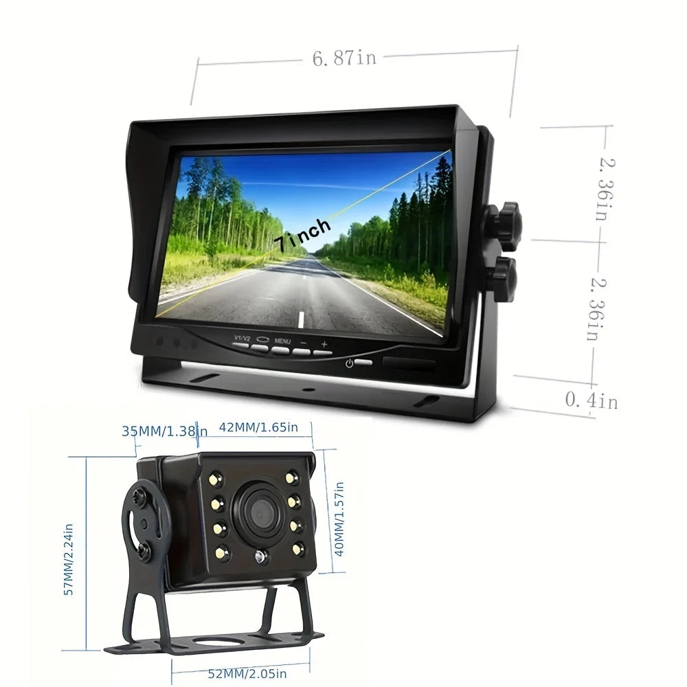 Universal Rearview Camera System for Trucks,  Night Vision Reversing Camera And a 7-Inch Monitor for Parking Assistance