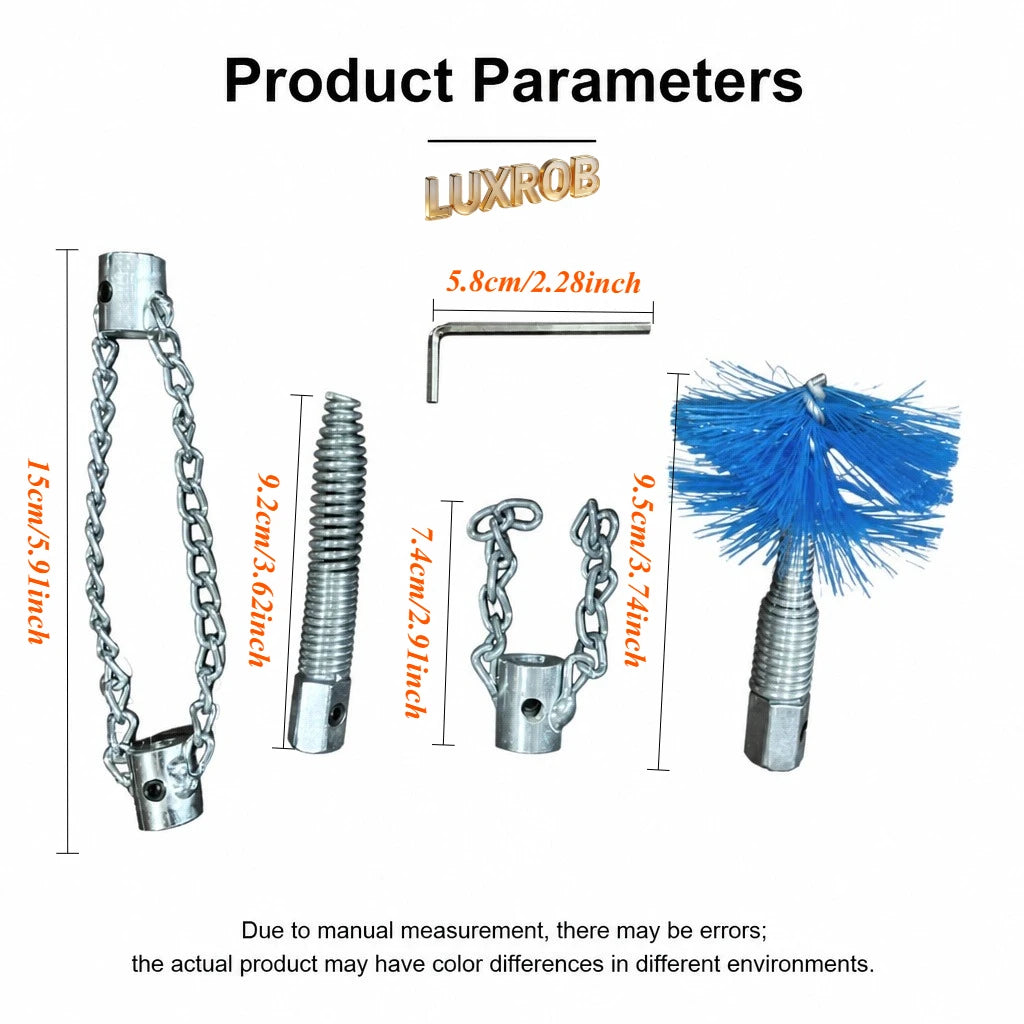 Flexible Drain Cleaning Tool Kit with Attachments for Tough Clogs