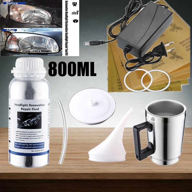 Sada na renováciu svetlometov auta – 800ML tekutý polymérový systém