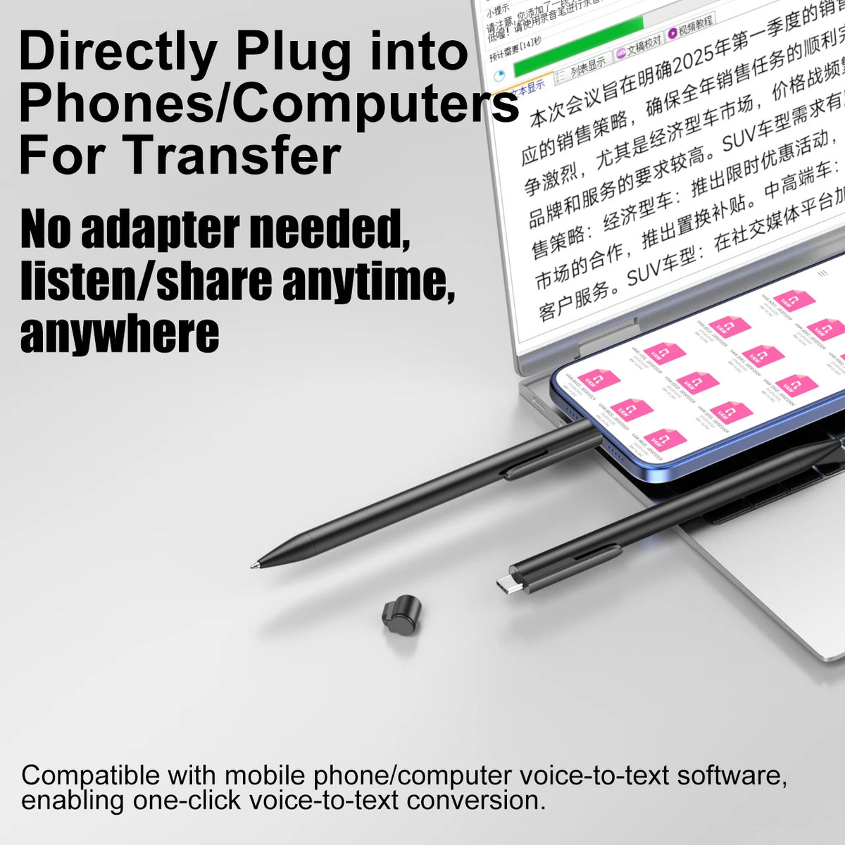 Famue Digital Voice Recorder Professional Activated By Voice MiNi Pen-Style Directly Connects to Phone for File Transfer 64G