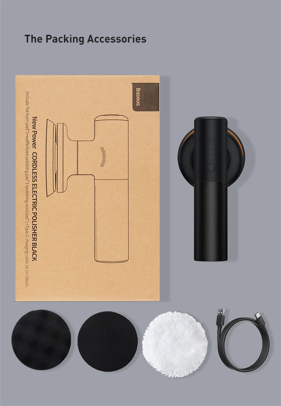 Baseus Car Polisher Machine Wireless Electric Polishing Wax Tool Adjustable Speed Cordless Auto Polish Waxing Machine 