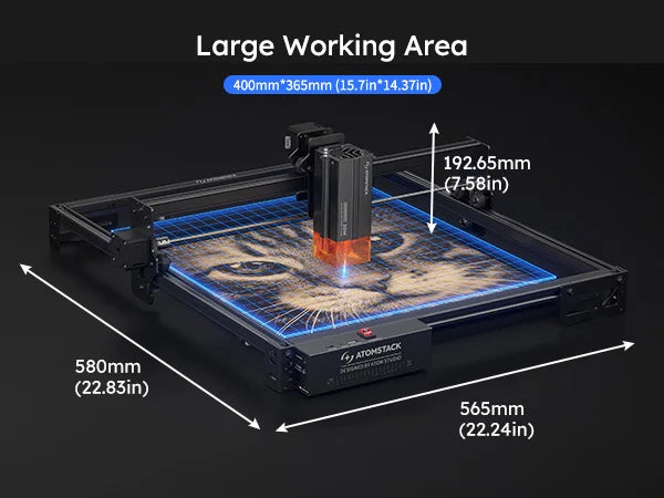 20W lasergraveerder met een werkgebied van 400×400 mm en Bluetooth-bediening