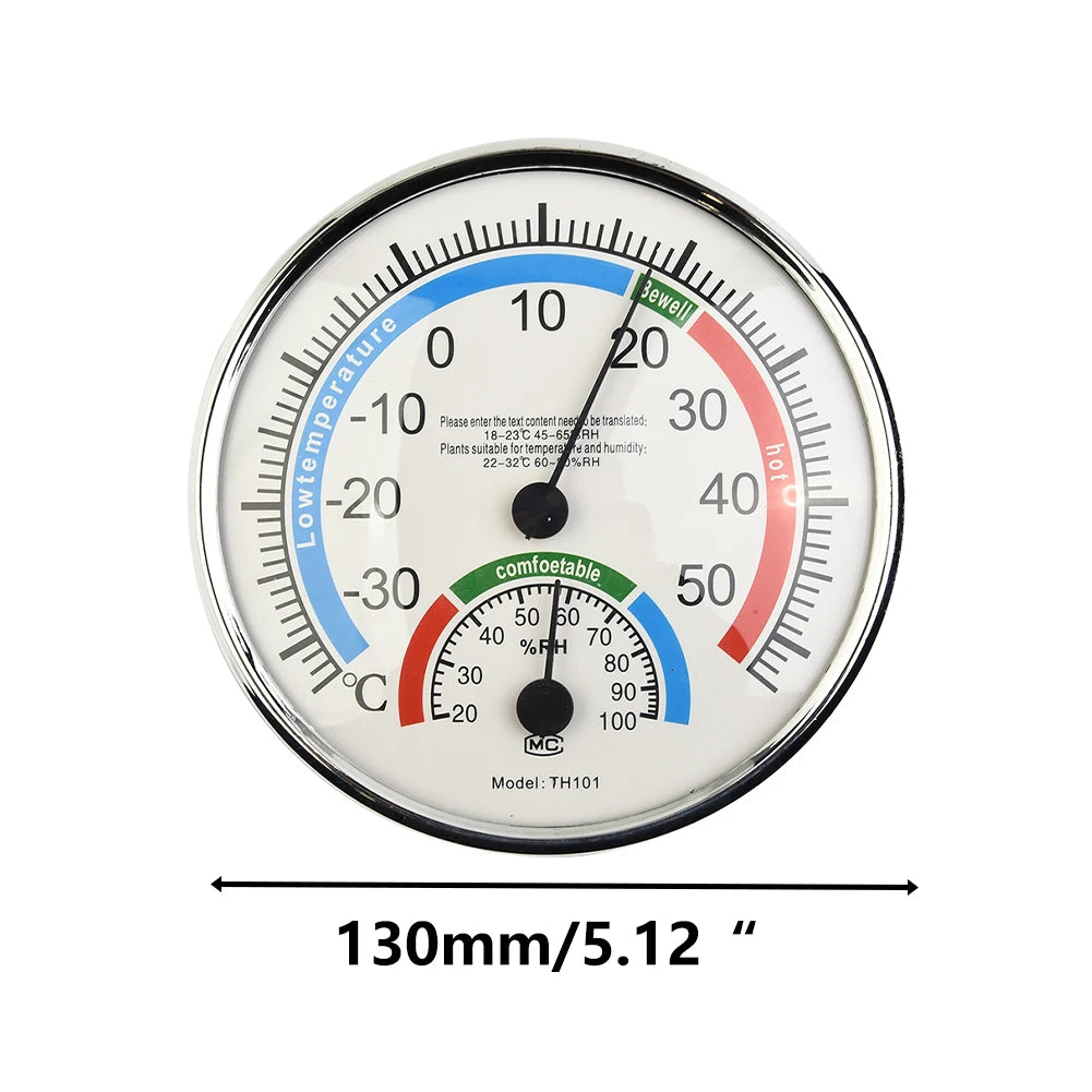 Analogue Thermometer and Hygrometer, 13cm Dial with Stand